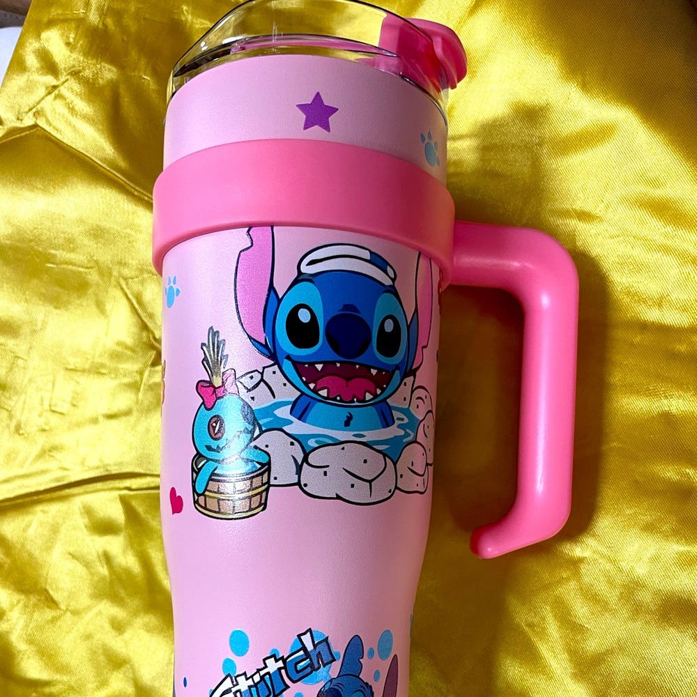 Lilo and stitch tumbler cup with lid and straw